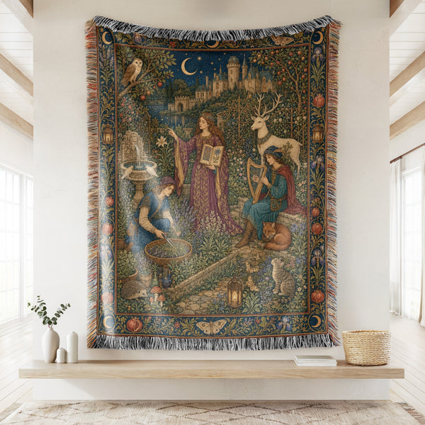 The Moonlit Scholar Garden Blanket