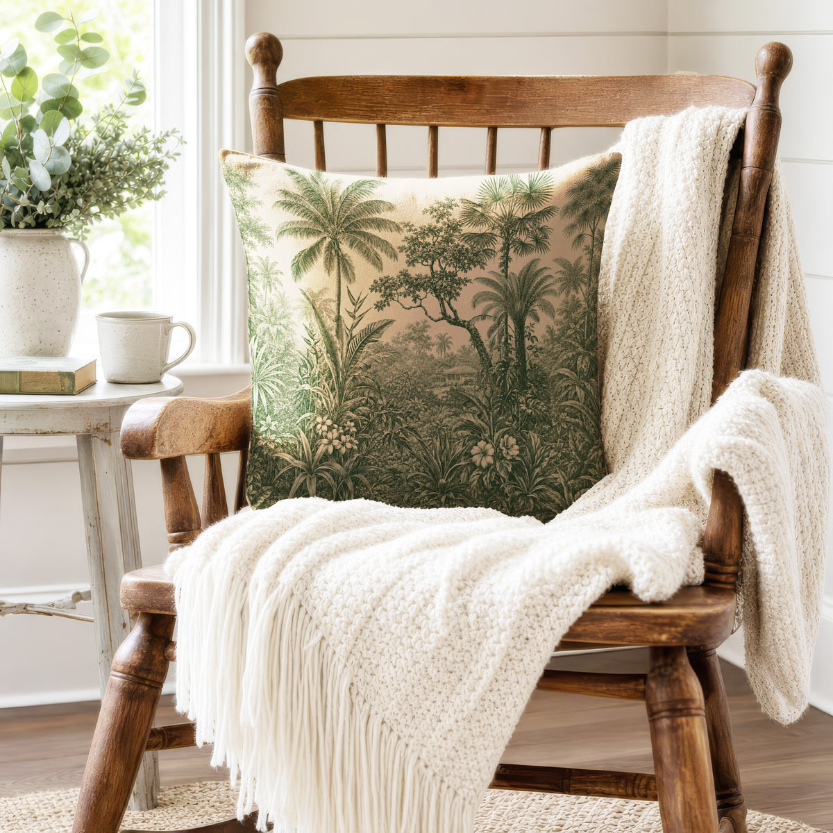 Verdant Tropical Grove Pillow