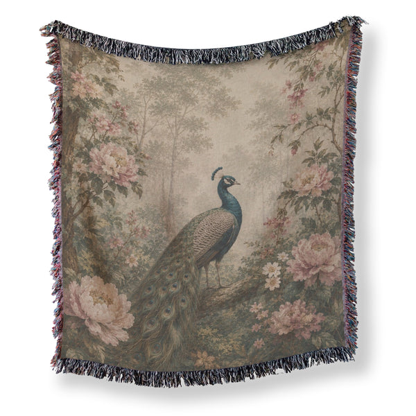 Blush Peony Peacock Blanket