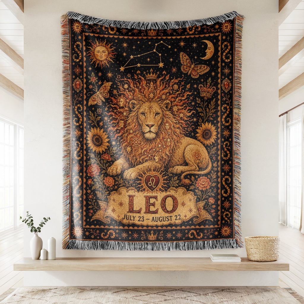 Leo Sun Crown Lion Zodiac Blanket