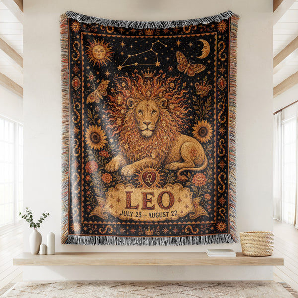 Leo Sun Crown Lion Zodiac Blanket