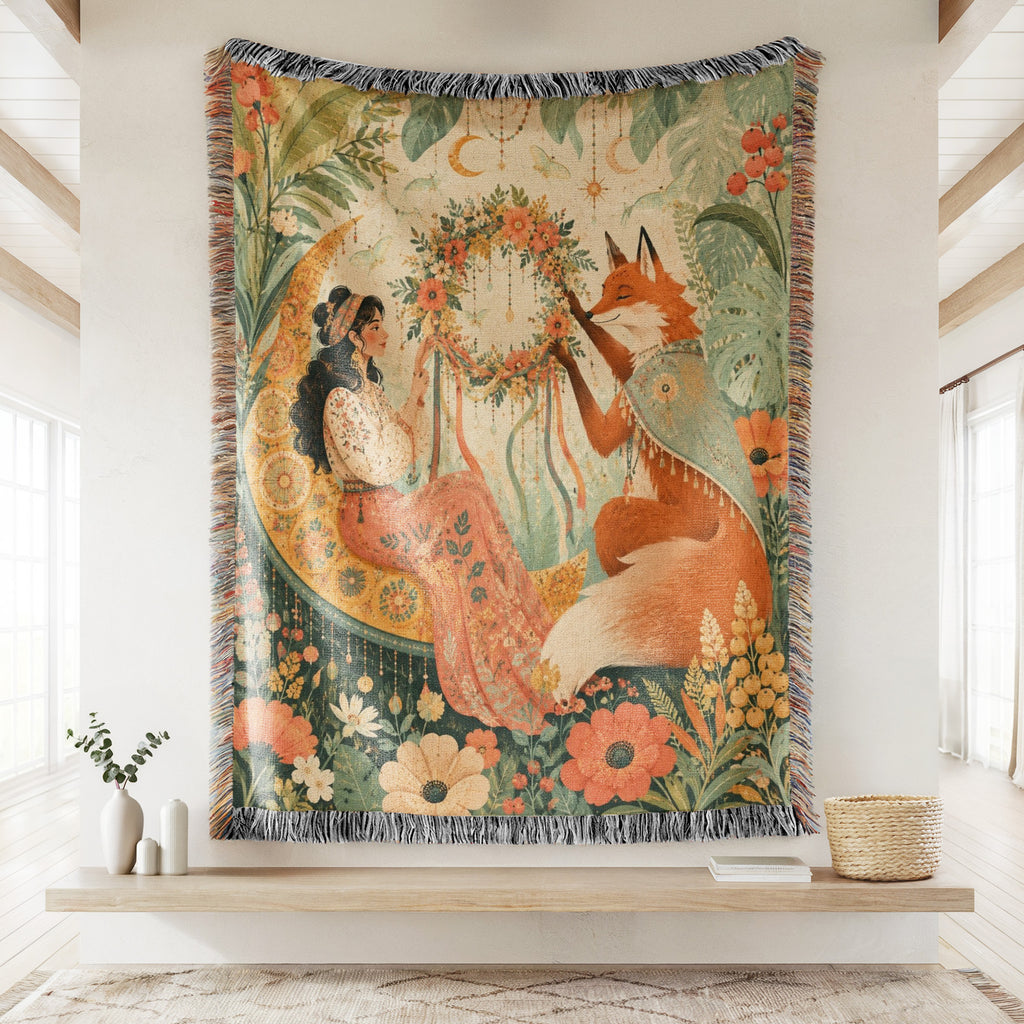 Fox Flower Wreath Blanket