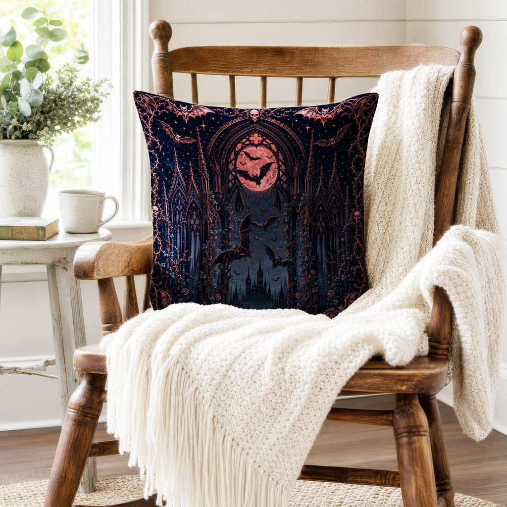 Cathedral of Bats – Gothic Moon Pillow