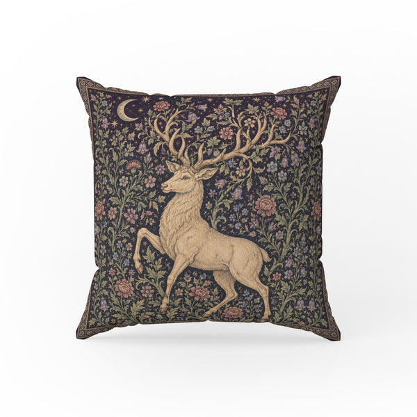 Moonlit Stag – Medieval Woodland Pillow