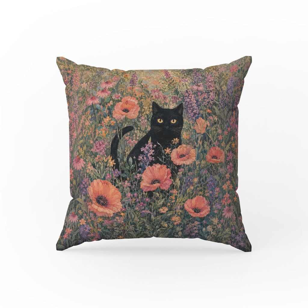 Poppy Meadow Cat – Wildflower Pillow