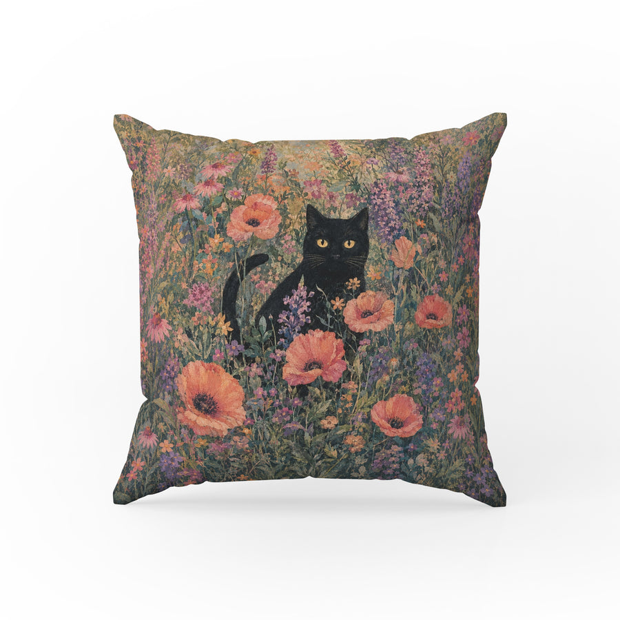 Poppy Meadow Cat – Wildflower Pillow