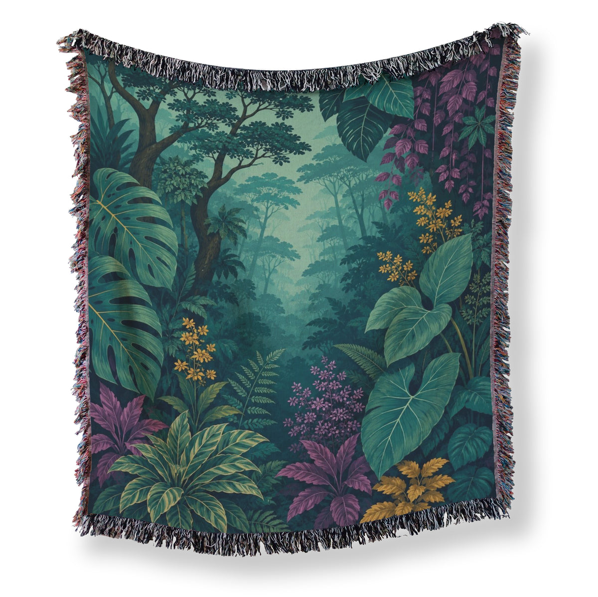 Teal Rainforest Garden Blanket Main image