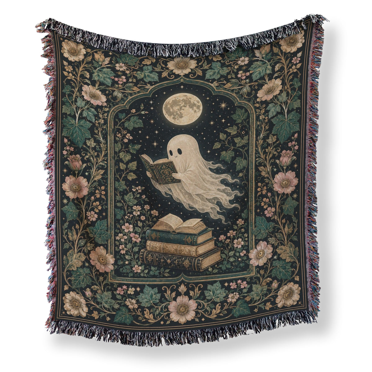Moonlit Botanical Ghost Reader Blanket Main image
