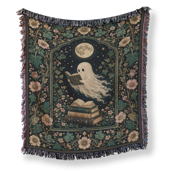 Moonlit Botanical Ghost Reader Blanket