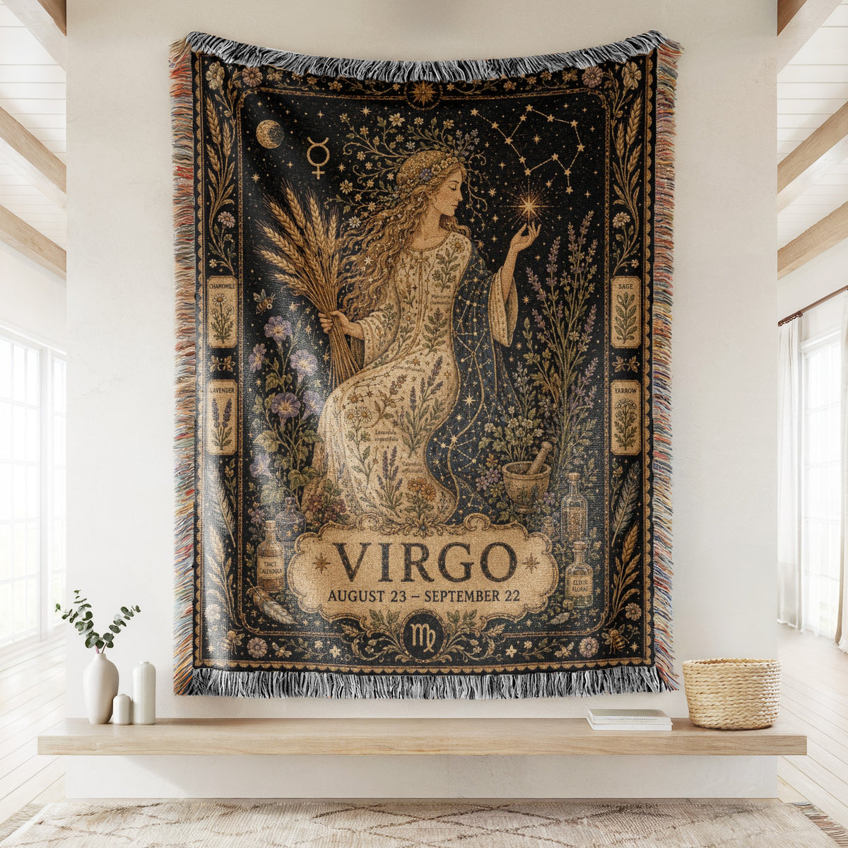 Virgo Botanical Star Maiden Blanket