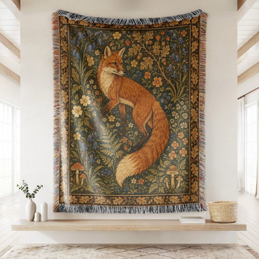 The Fox of the Bluebell Wood Blanket