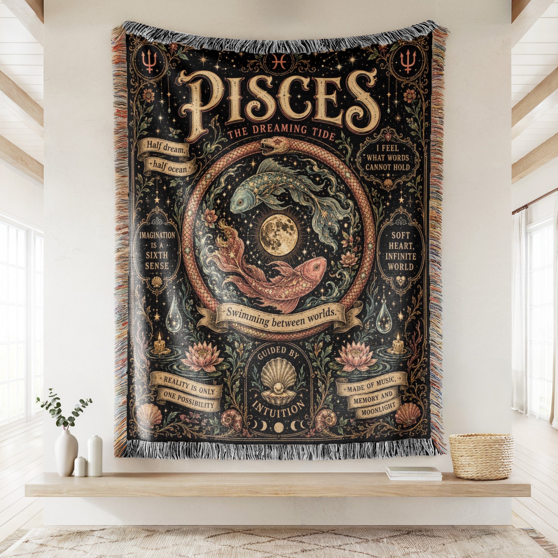Pisces – The Dreaming Tide Zodiac Blanket Secondary image