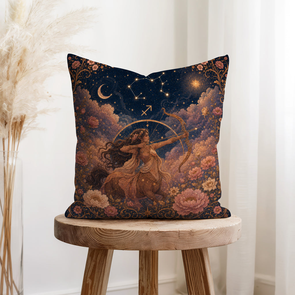 The Celestial Archer – Sagittarius Zodiac Pillow