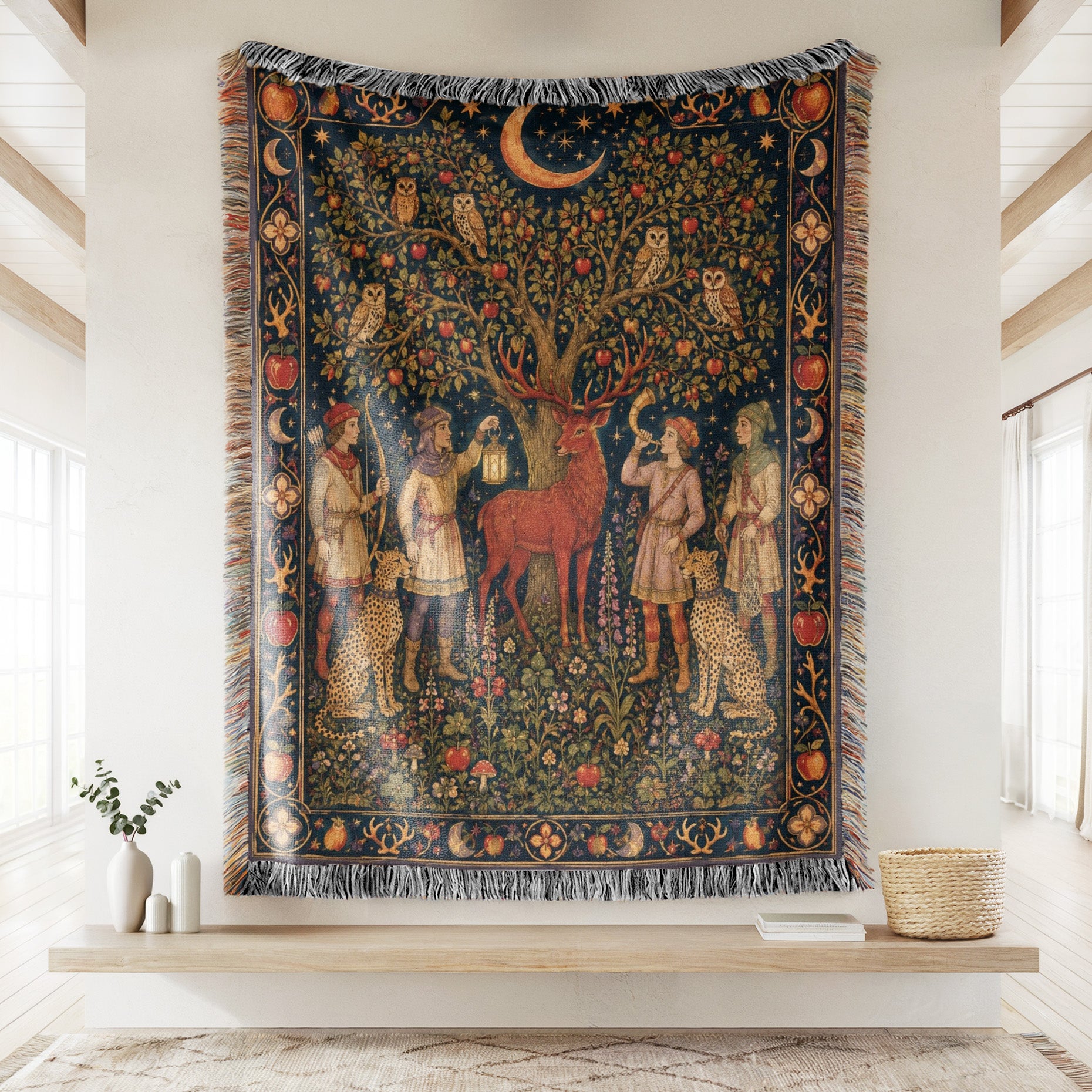 The Moonlit Stag Hunt Blanket Secondary image