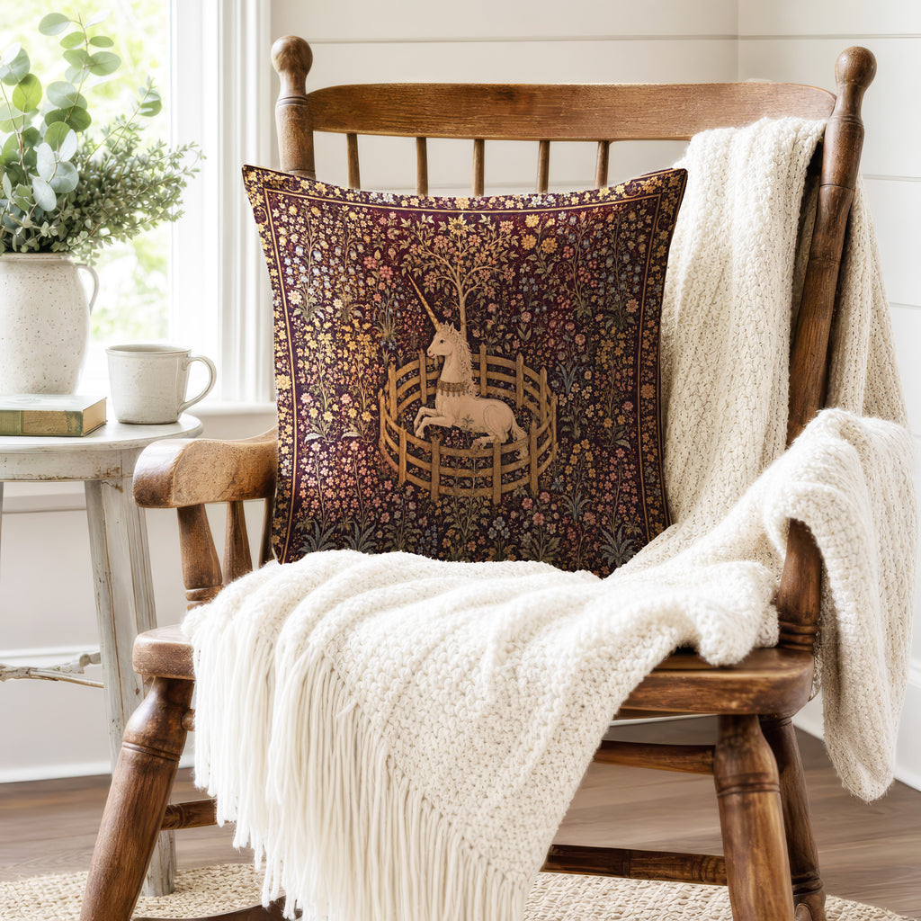 The Unicorn Garden – Medieval Tapestry Pillow