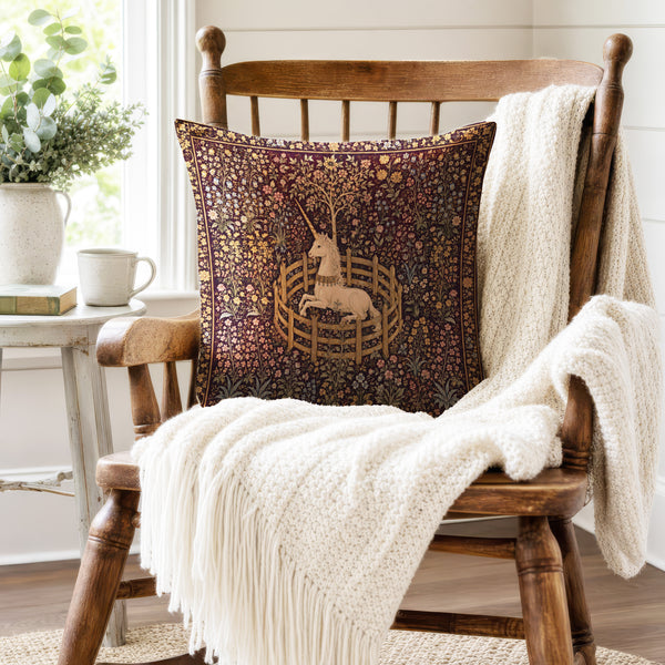 The Unicorn Garden – Medieval Tapestry Pillow