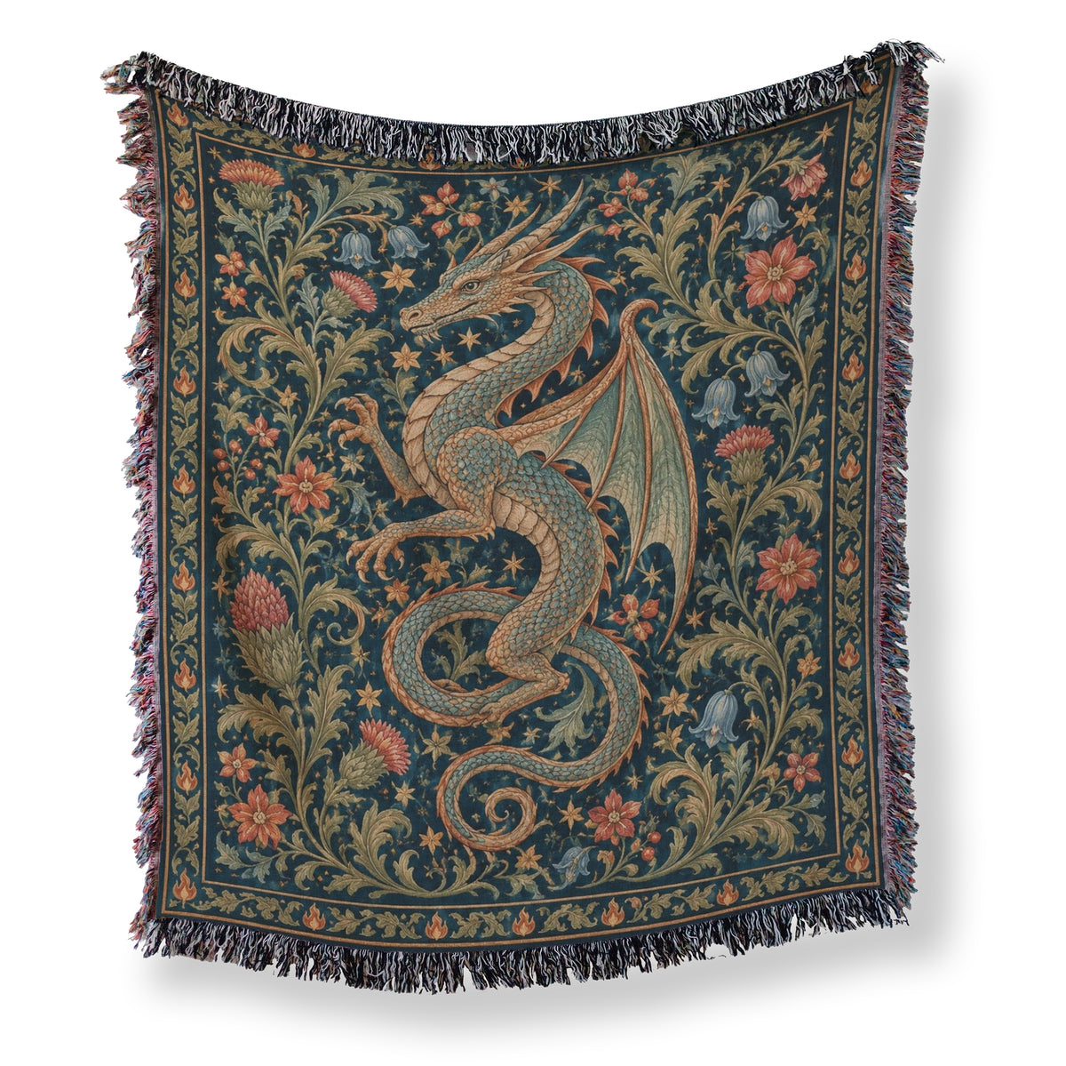 The Floral Serpent Dragon Blanket