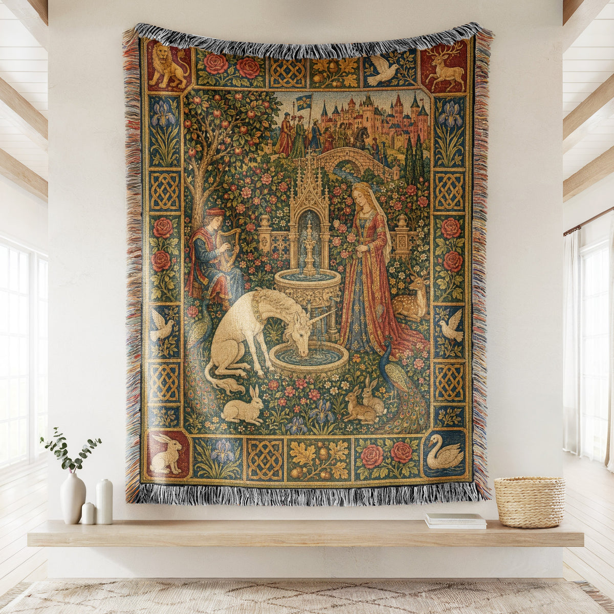 The Unicorn Fountain Garden Blanket