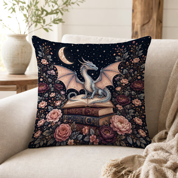 Rosemoon Dragon Library – Gothic Fantasy Pillow