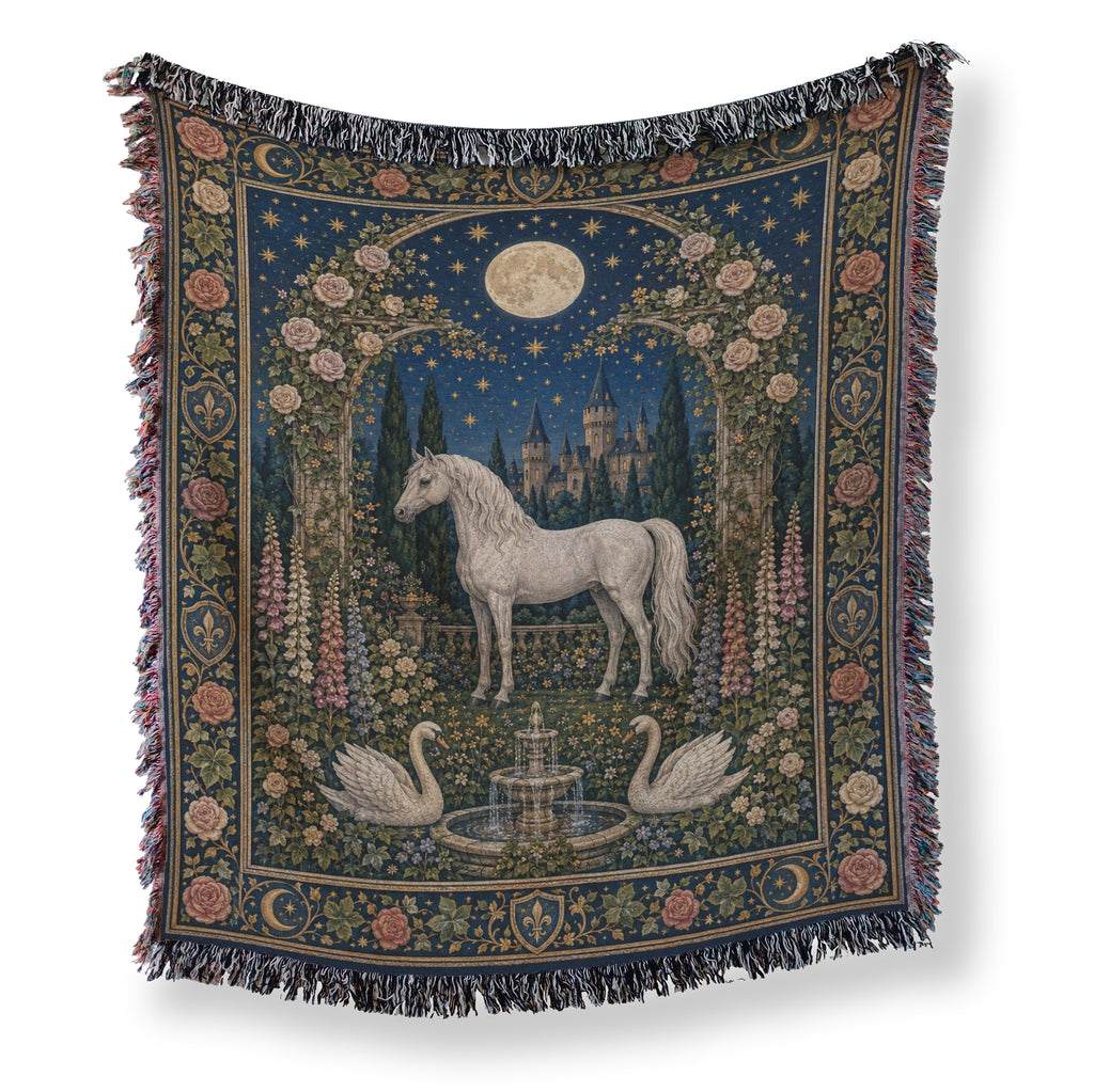 The Moonlit White Horse Court Blanket