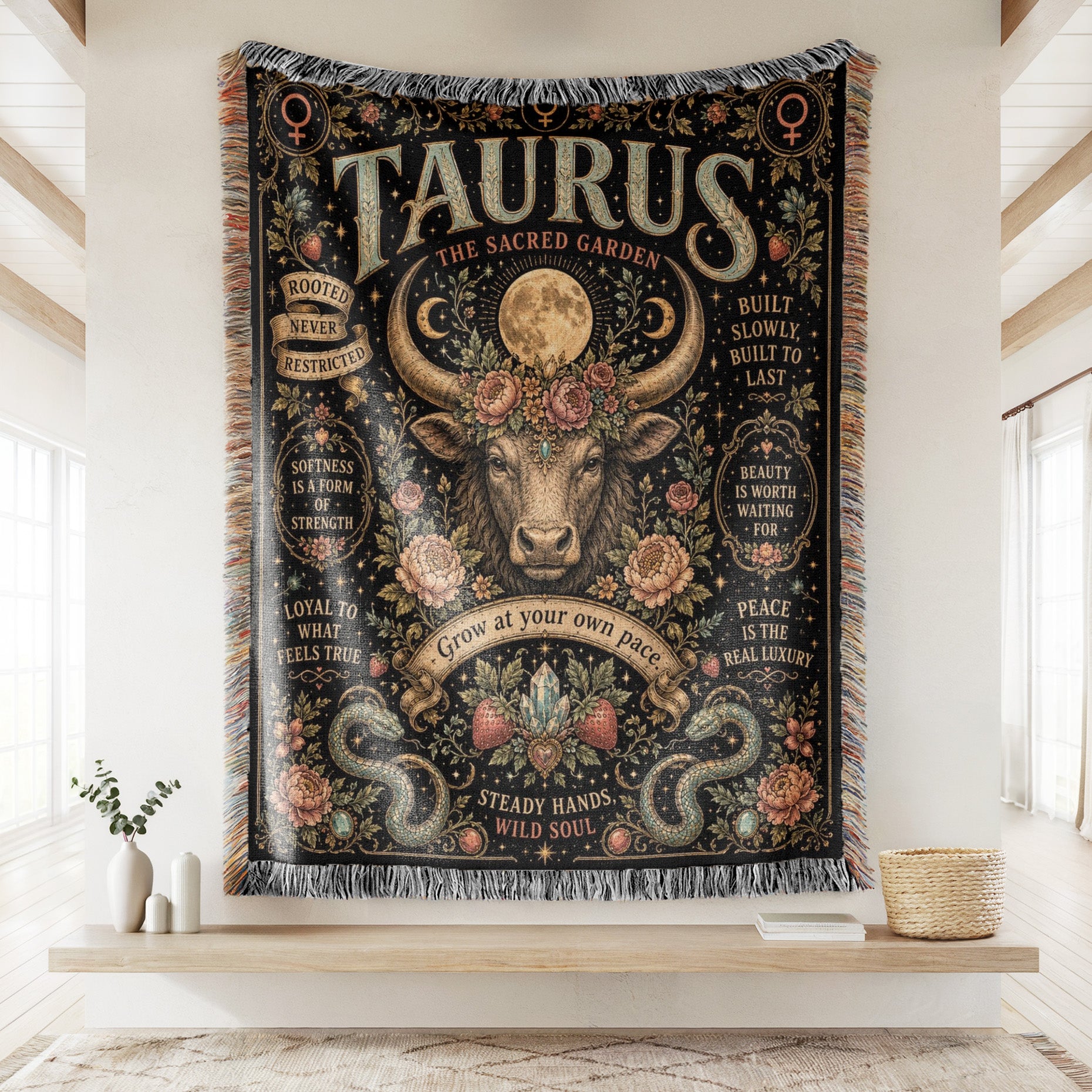 Taurus – The Sacred Garden Zodiac Blanket Secondary image