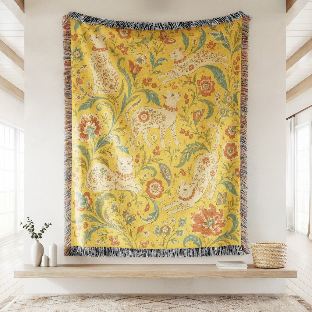 Golden Floral Cat Blanket