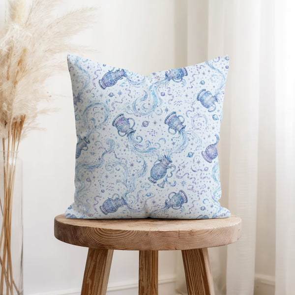 Aquarius Waters – Blue Zodiac Pattern Pillow