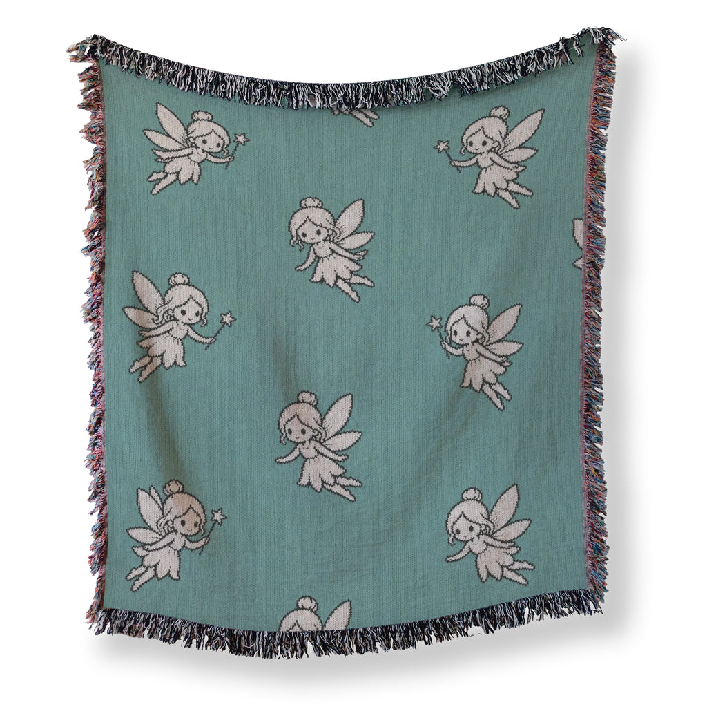 Teal Tiny Fairy Pattern Blanket