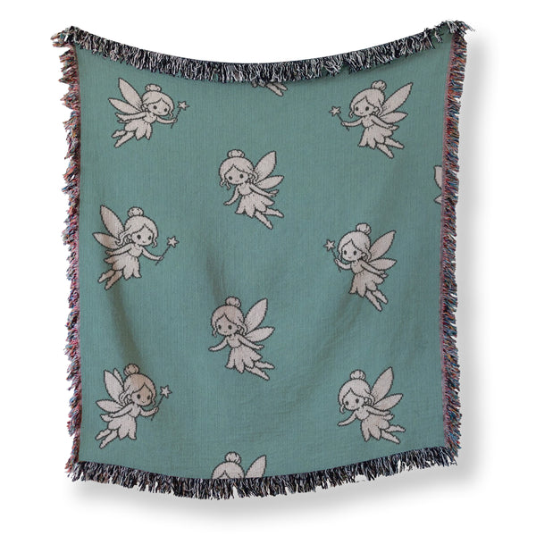 Teal Tiny Fairy Pattern Blanket