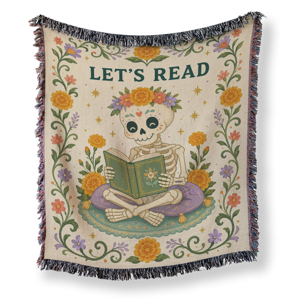Let's Read Floral Skeleton Blanket