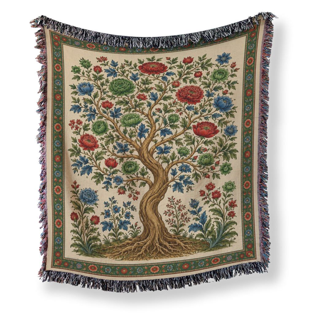 Verdant Bloom Tree Blanket