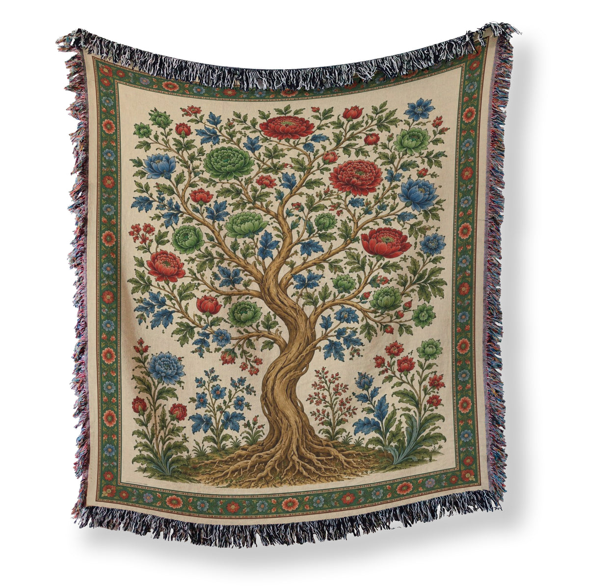 Verdant Bloom Tree Blanket