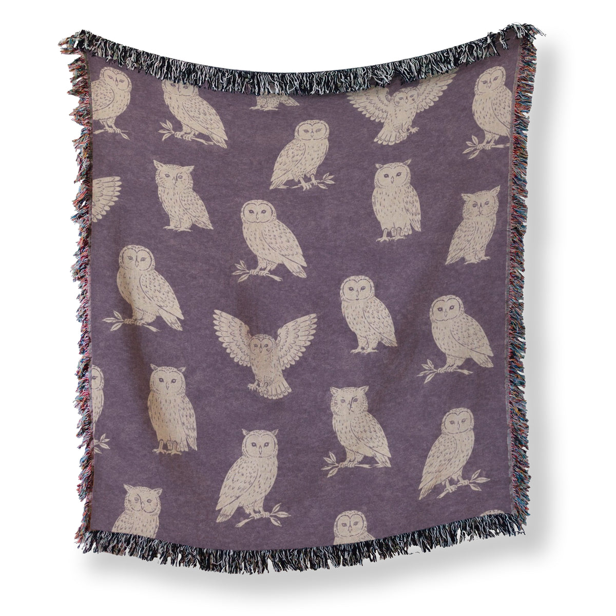 Plum Woodland Owl Blanket