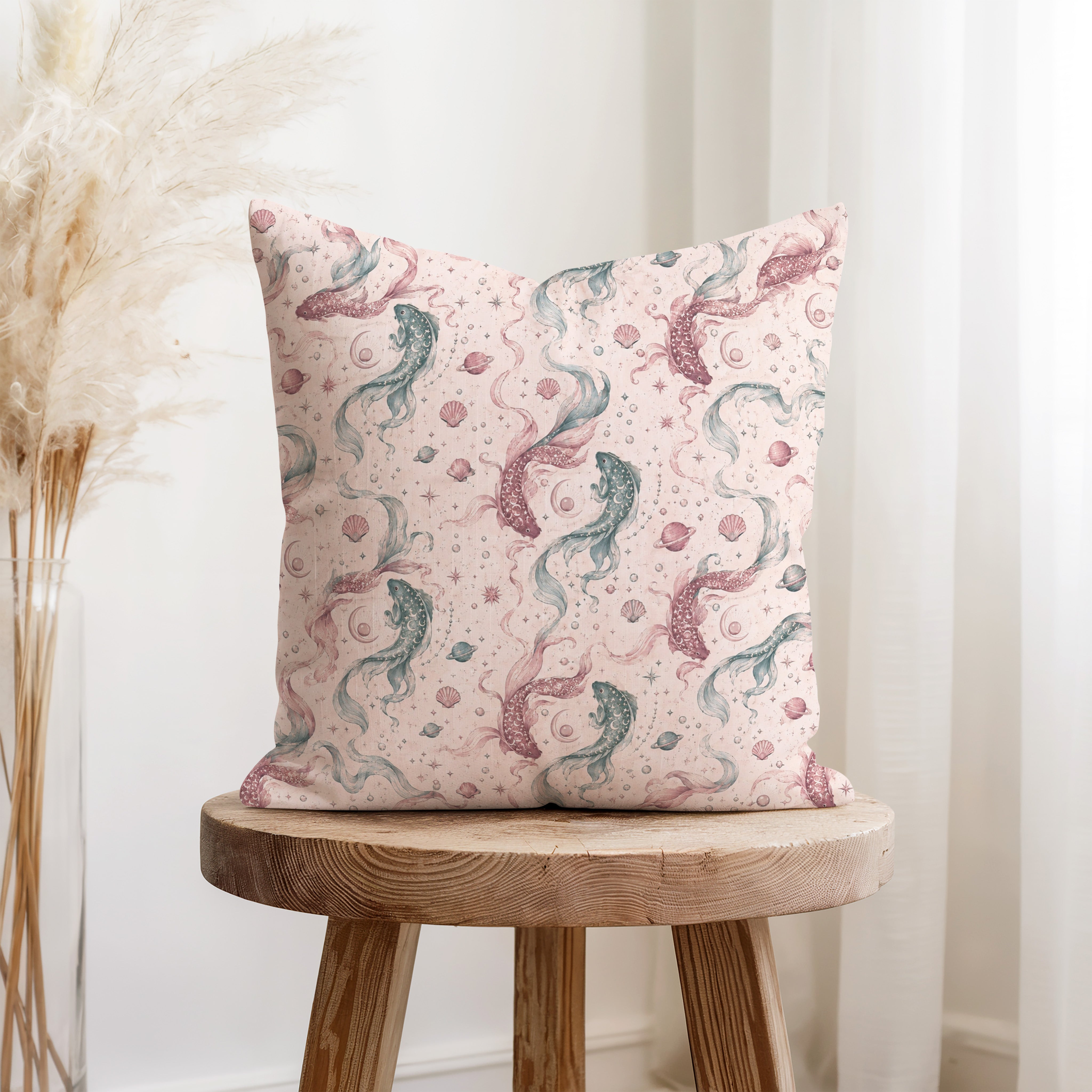 Pisces Tides – Blush Zodiac Pattern Pillow Secondary image