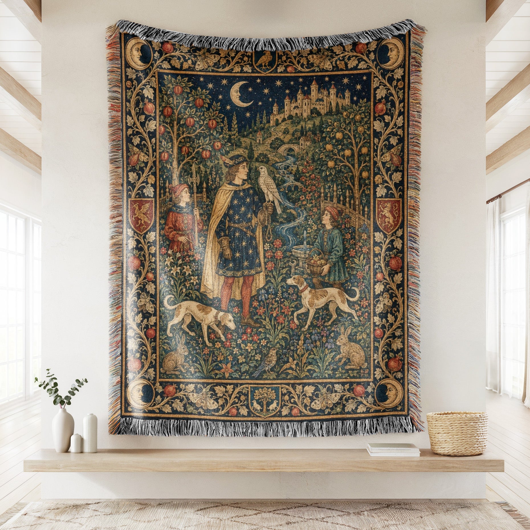 The Falconer of the Moonlit Vale Blanket Secondary image