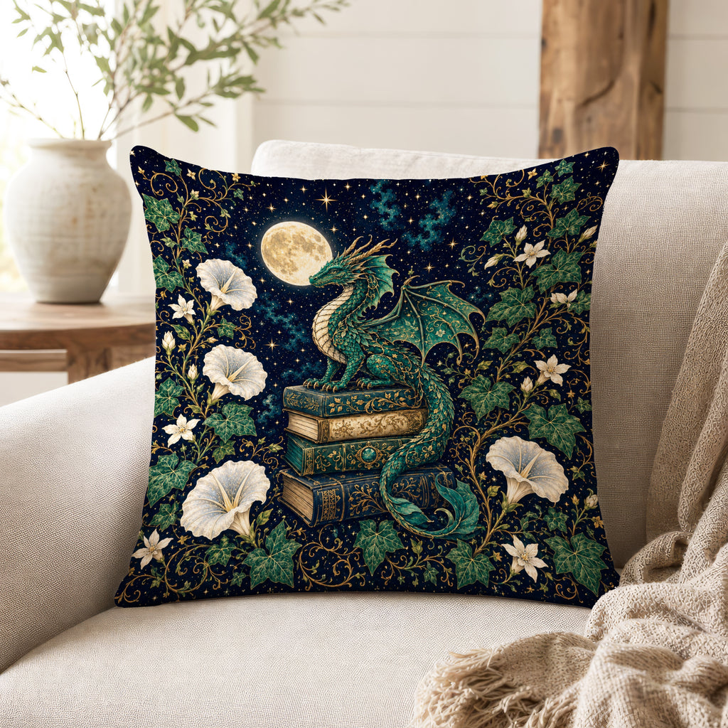 The Emerald Moon Dragon – Celestial Book Pillow