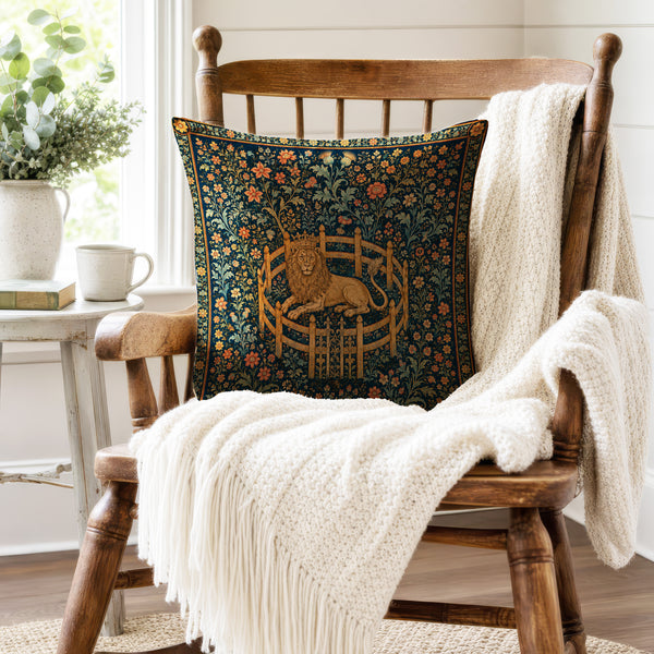 The Lion’s Court – Medieval Tapestry Pillow