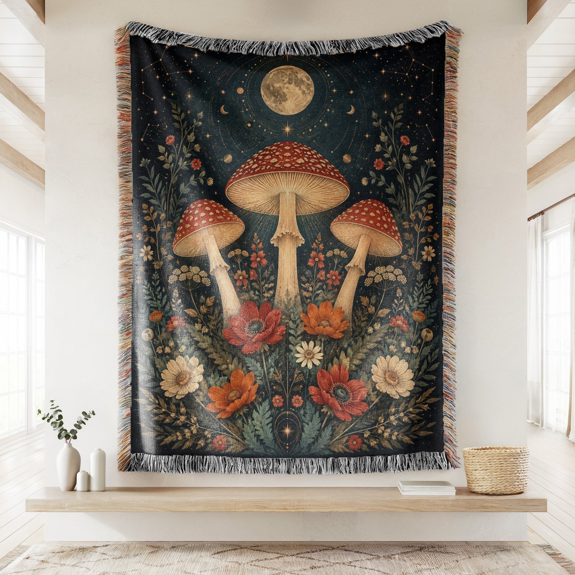 Full Moon Mushroom Garden Blanket Secondary image