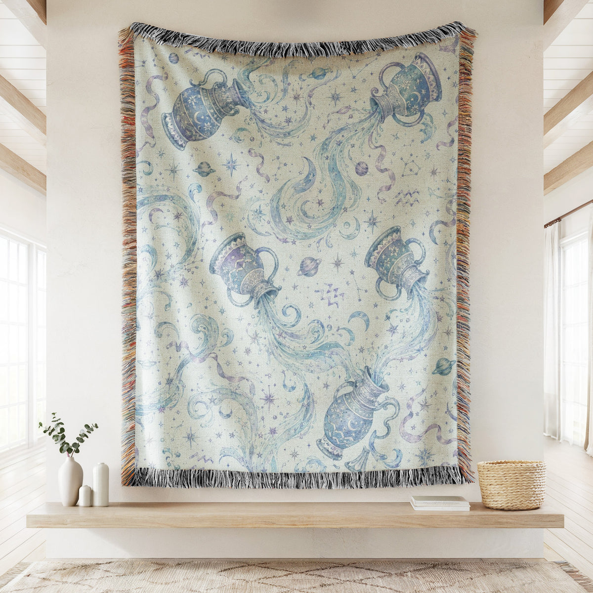 Aquarius Celestial Water Bearer Pattern Blanket
