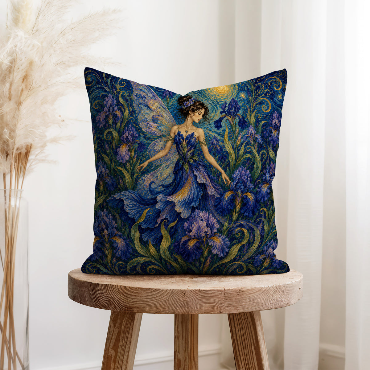 The Iris Fairy – Starry Art Nouveau Pillow