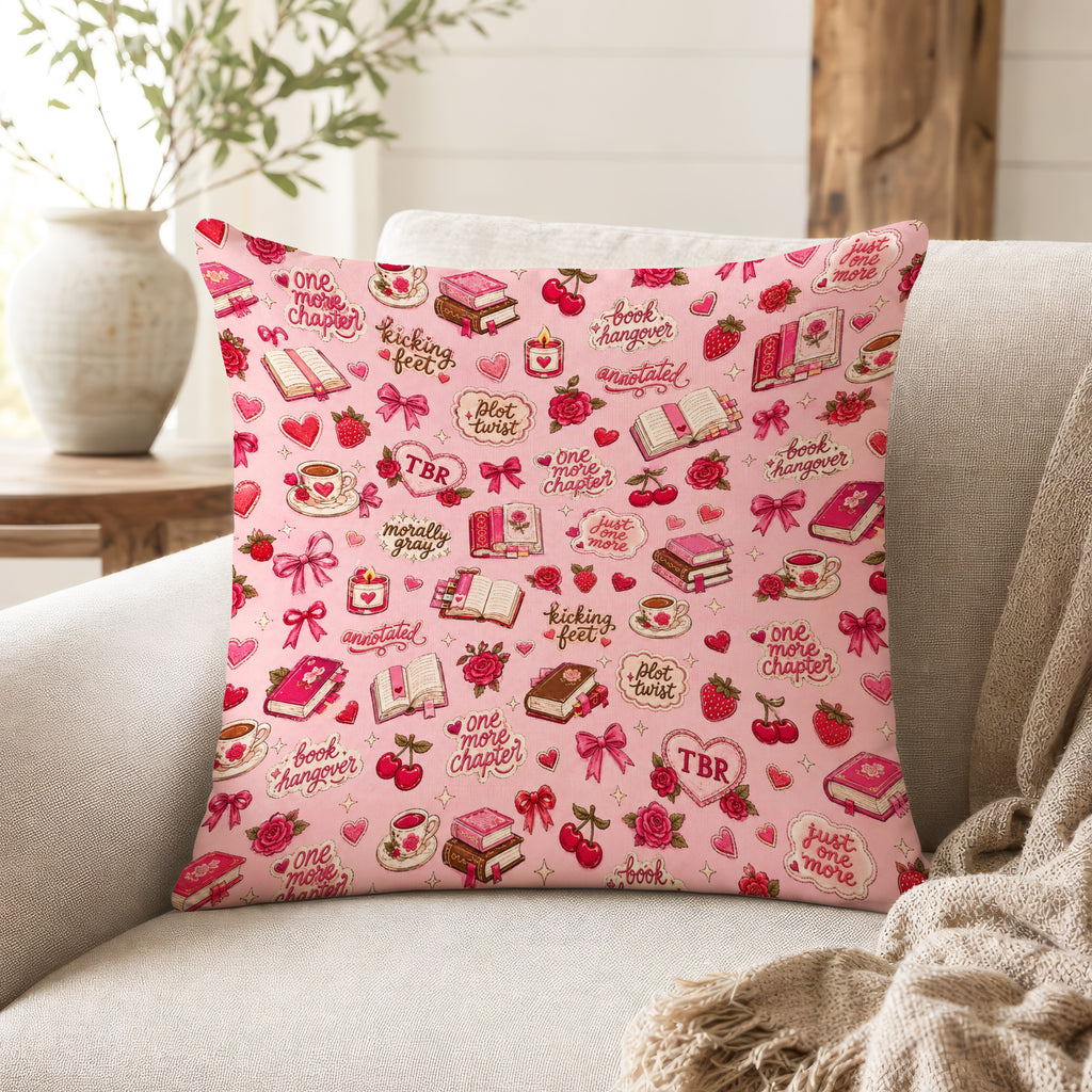 One More Chapter – Pink Book Lover Pillow