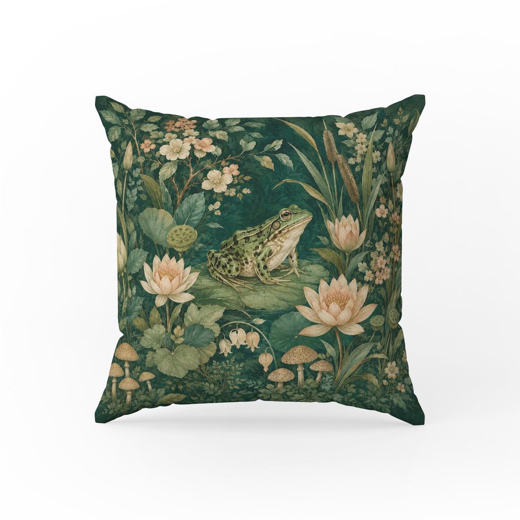 The Lily Pond Frog – Botanical Woodland Pillow