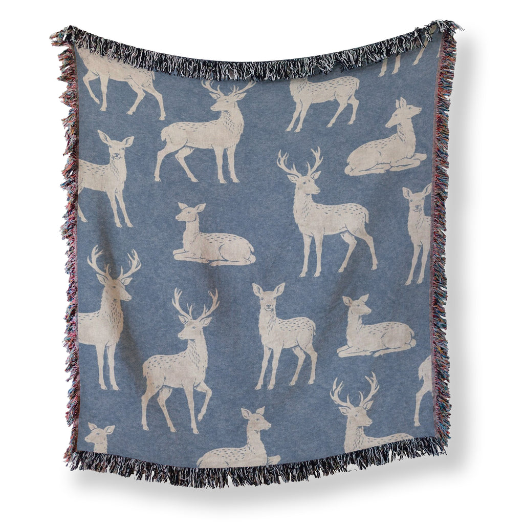 Blue Woodland Deer Blanket