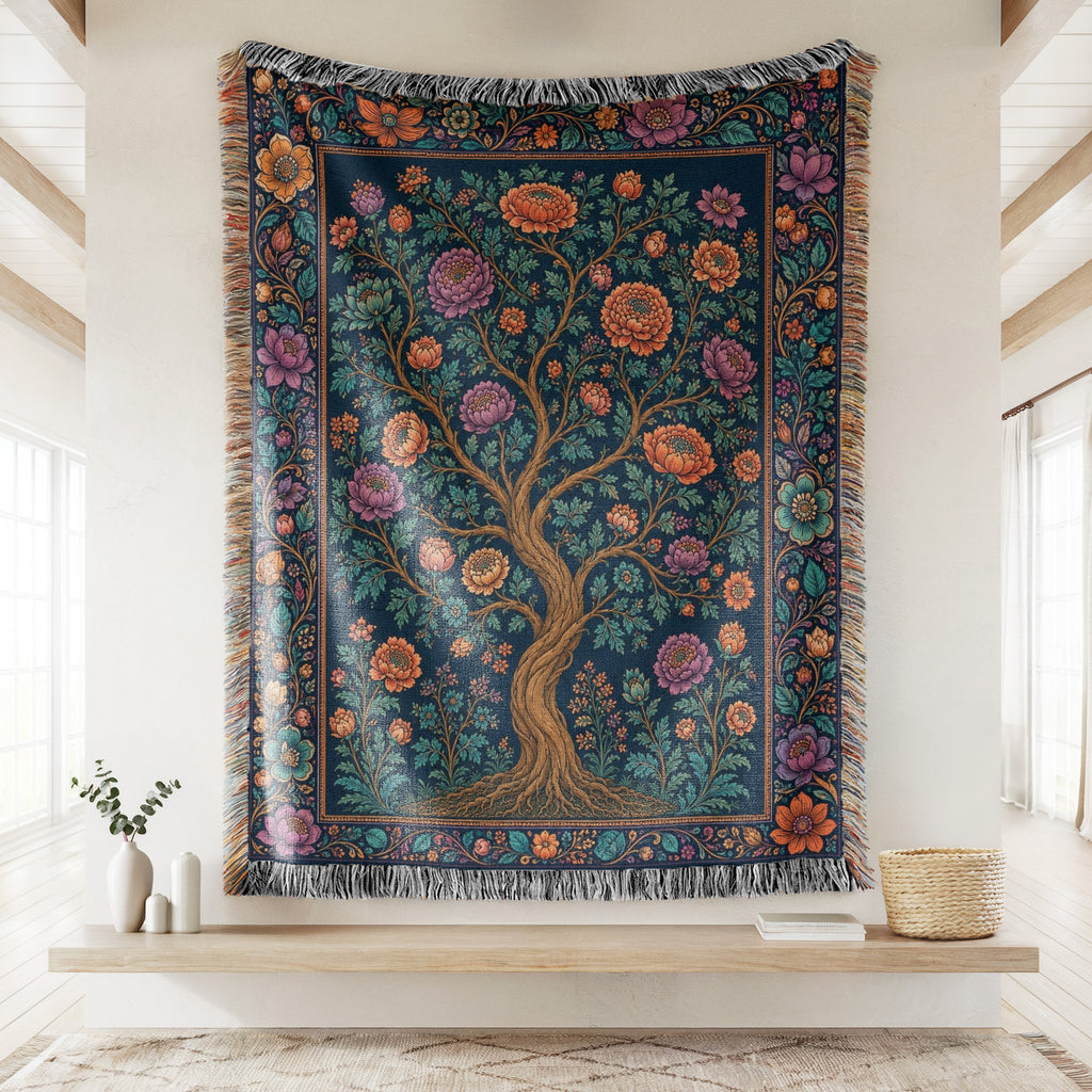 Midnight Bloom Tree Blanket