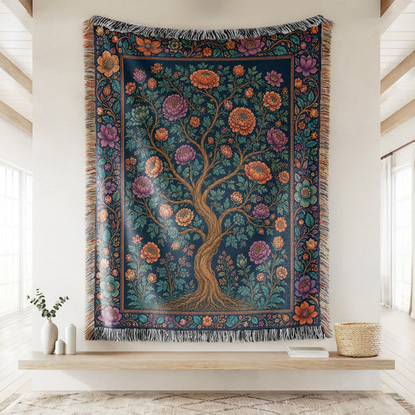 Midnight Bloom Tree Blanket