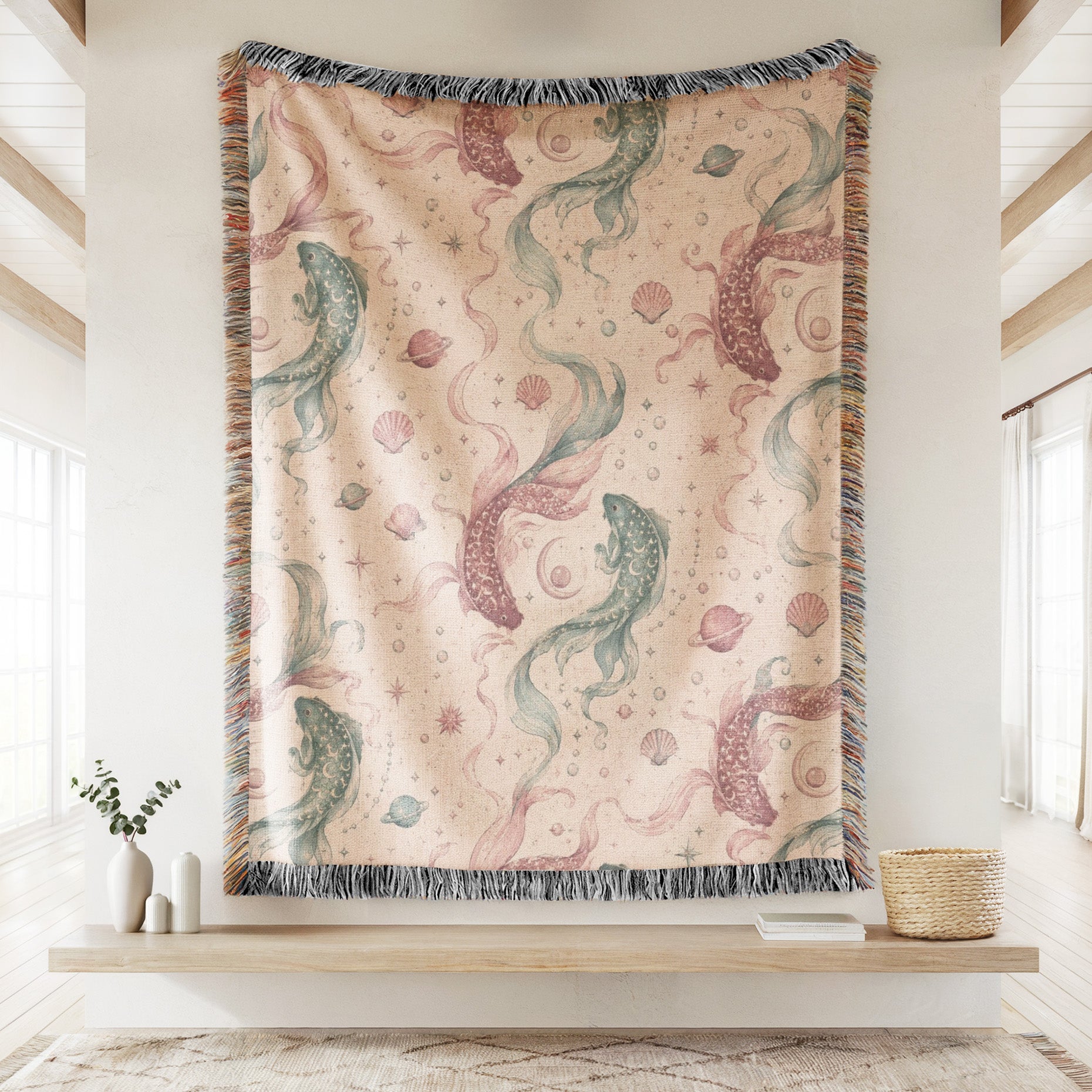 Pisces Celestial Twin Fish Pattern Blanket Secondary image