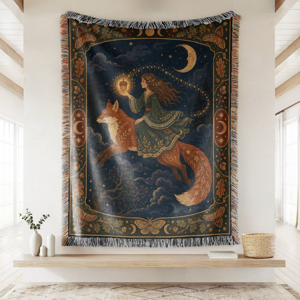 Moonlit Fox Rider Blanket