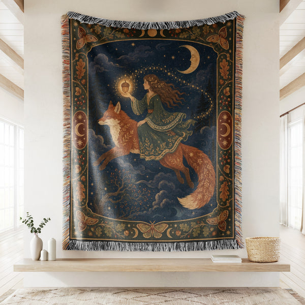 Moonlit Fox Rider Blanket