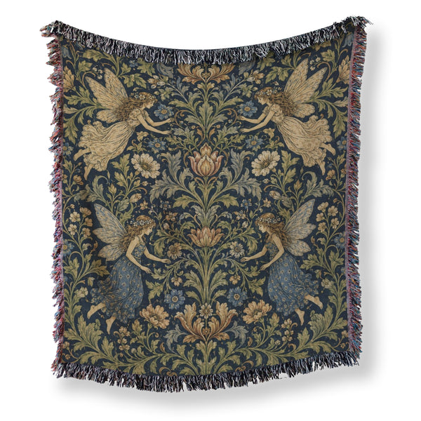 Midnight Floral Fairy Tapestry Blanket