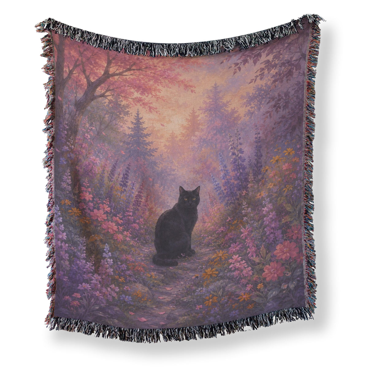 Twilight Bloom Black Cat Blanket Main image